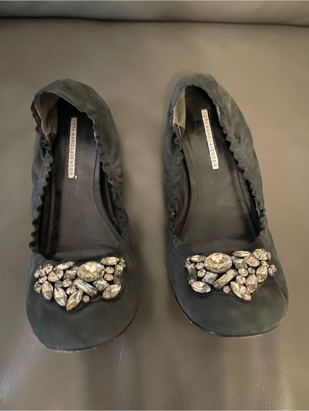 Vera Wang Lavender Label Black Jeweled Ballet Flats